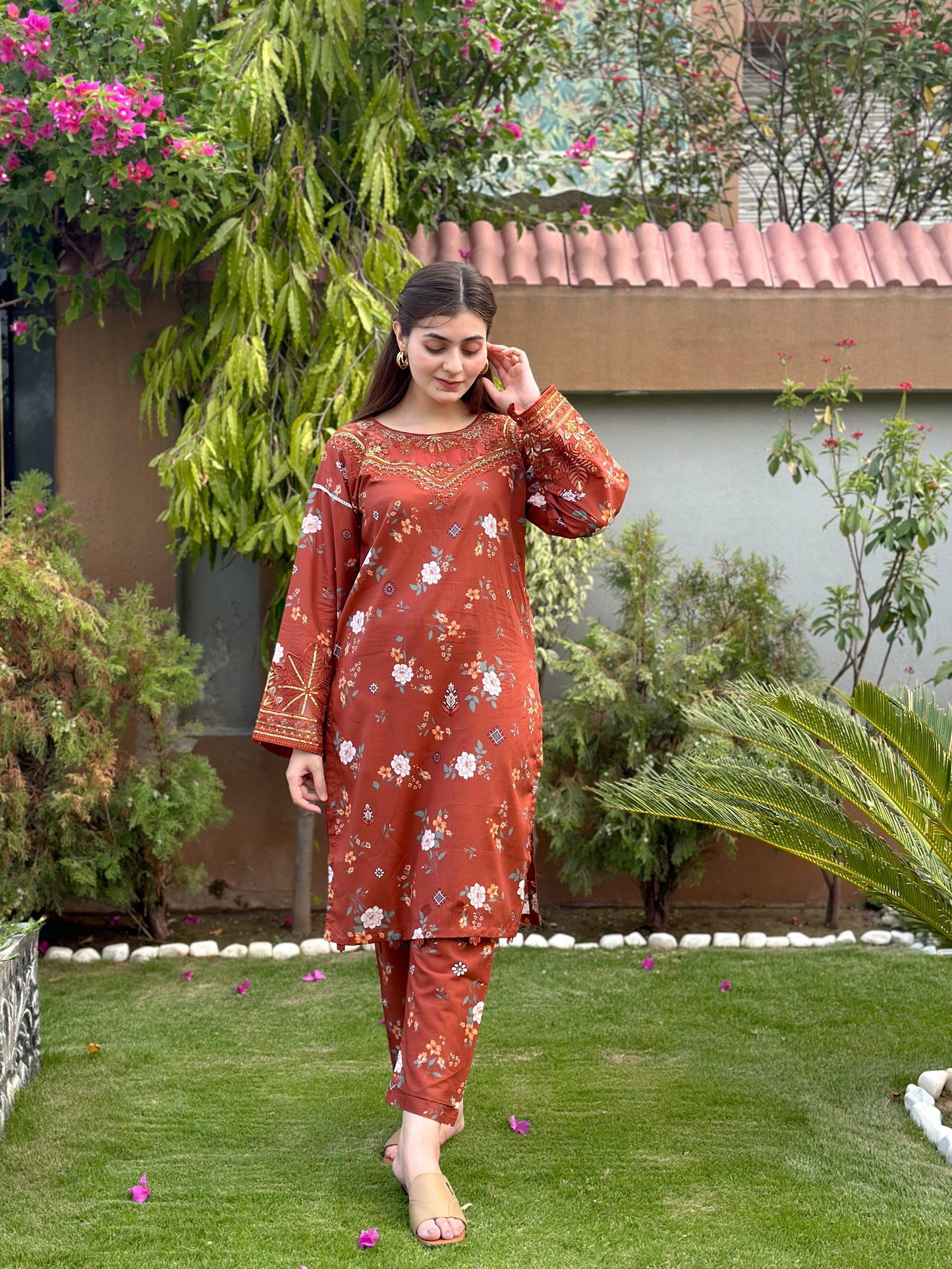 RkS  2Piece Embroidered Stitched Suit