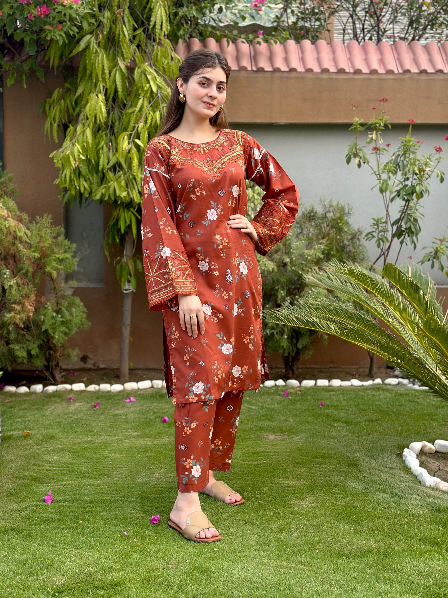 RkS  2Piece Embroidered Stitched Suit